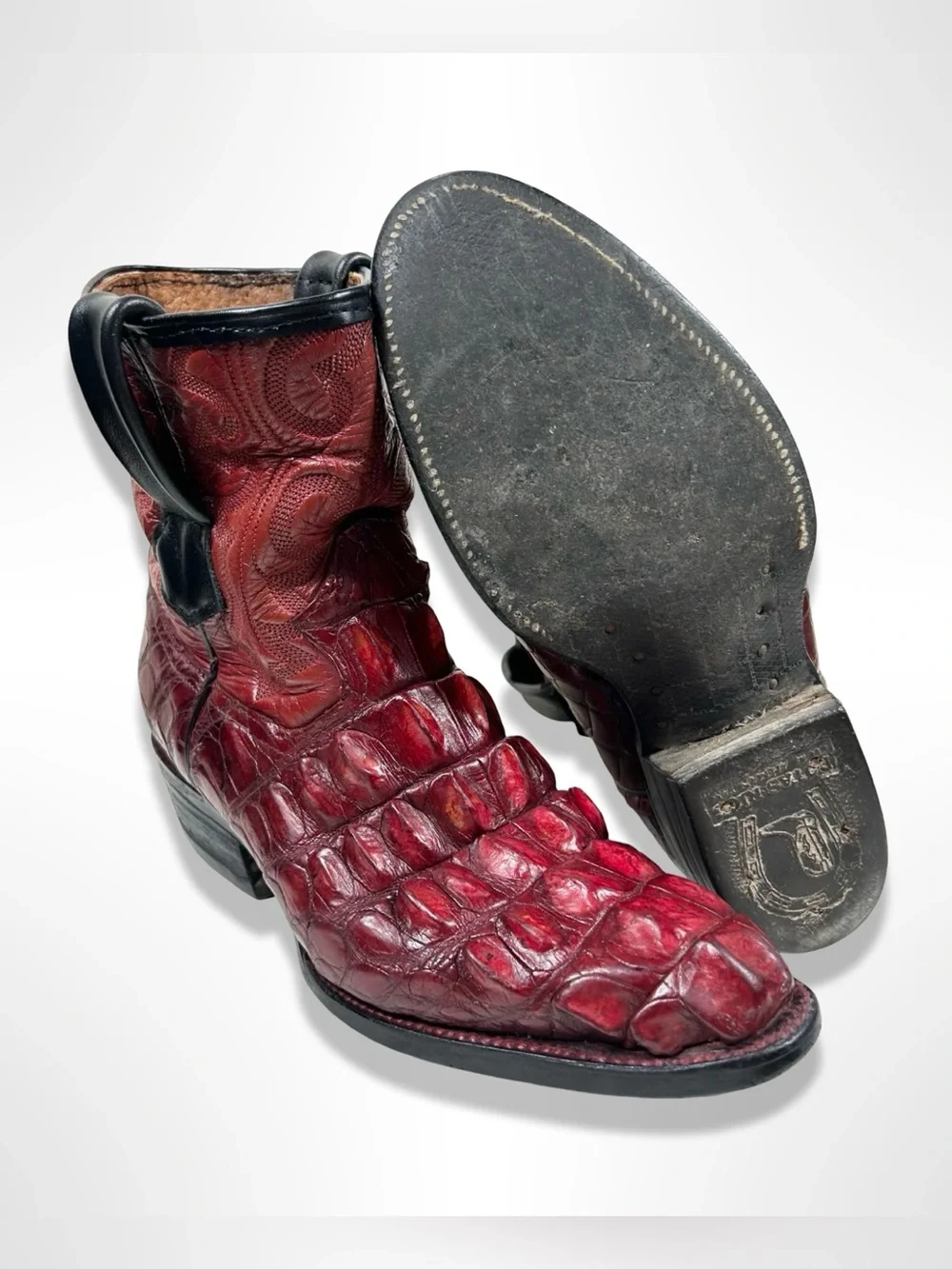 BOTAS RIOS vintage 90s giant hornback crocodile western ankle boots